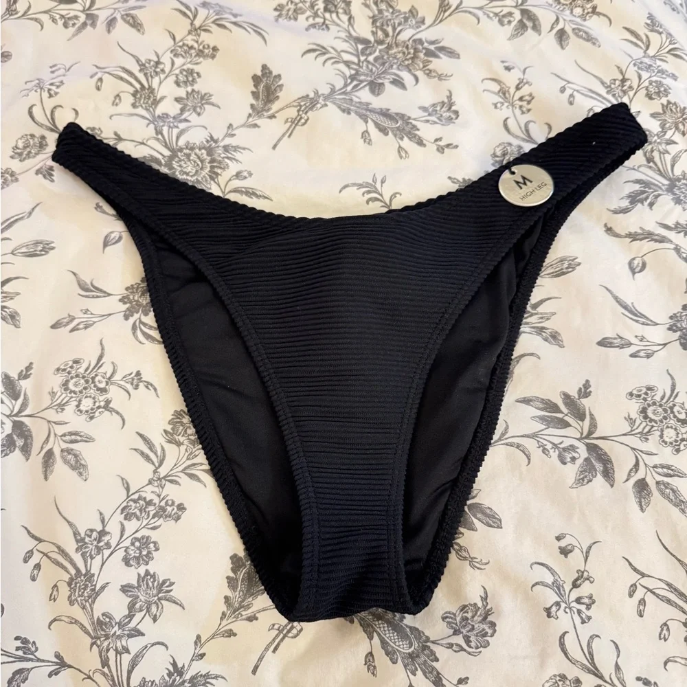 Chic Black Ribbed Bikini Bottom